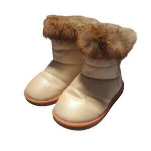 Komfyea Girls Size US 11 Snow Boots Winter Soft Sole White Warm Shoes Fur